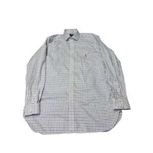 Polo Ralph Lauren Men Easy Care 100 Cotton Stretch Blue Plaid  Shirt 17 36 37